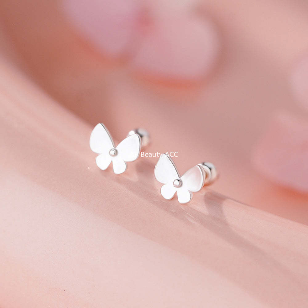 B관 - 999 실버 심플 나비 모양 피어싱 귀걸이 [YC6506E_1] 25.11-4