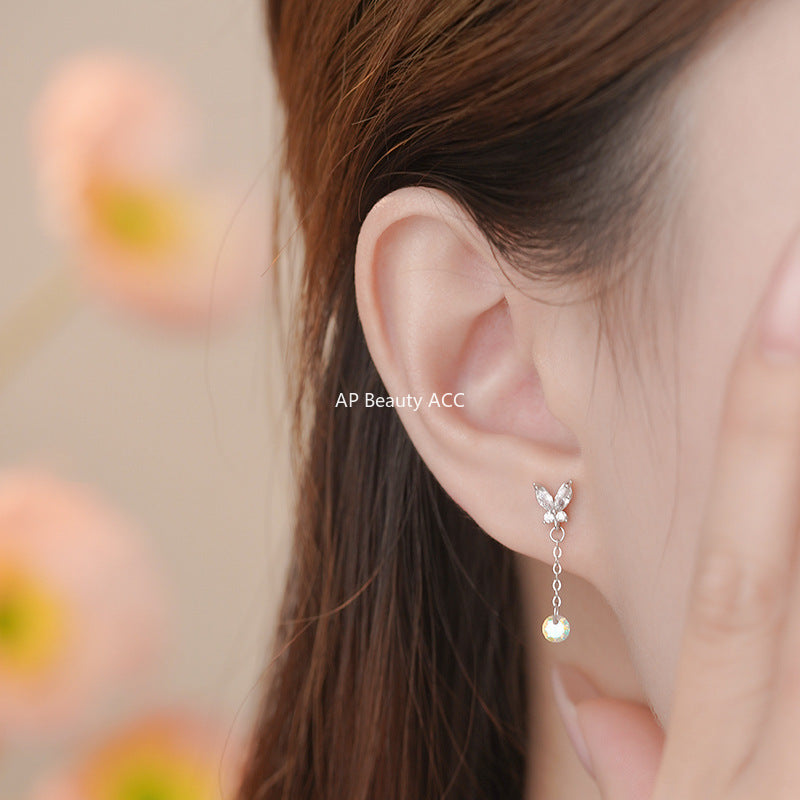 B관 - 999 실버 나비 큐빅 드롭 귀걸이 [YC4634E_1] 25.11-1