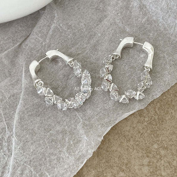 A관 - 입체 서리빛 큐빅 링 귀걸이 [EH-4127] 25.12-1