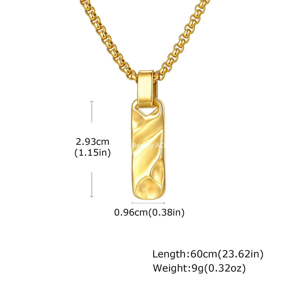 G관 - 입체 직사각 펜던트 스테인리스 스틸 목걸이 [PN-2272] 25.12-2