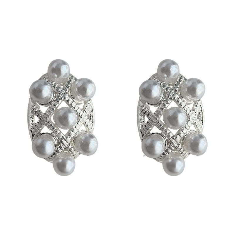 C관 - 복고풍 레진 진주 큐빅 귀걸이 [3998] 24.05-1