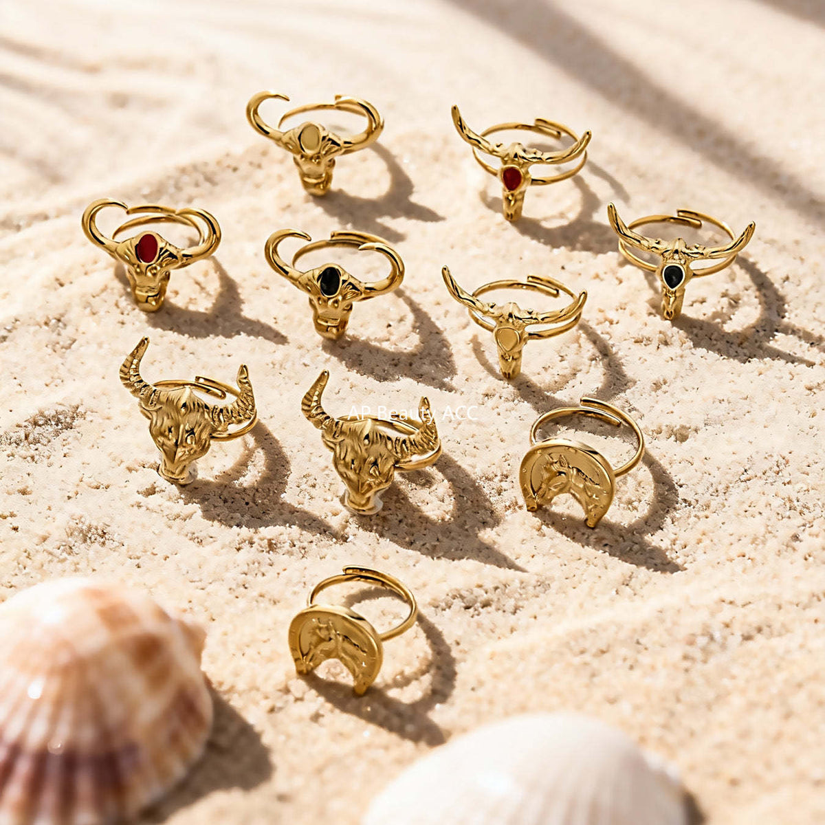 D관 - 스테인리스 스틸 18K 도금 황소 디자인 오픈형 반지 [A668-A689-A670] 25.12-3