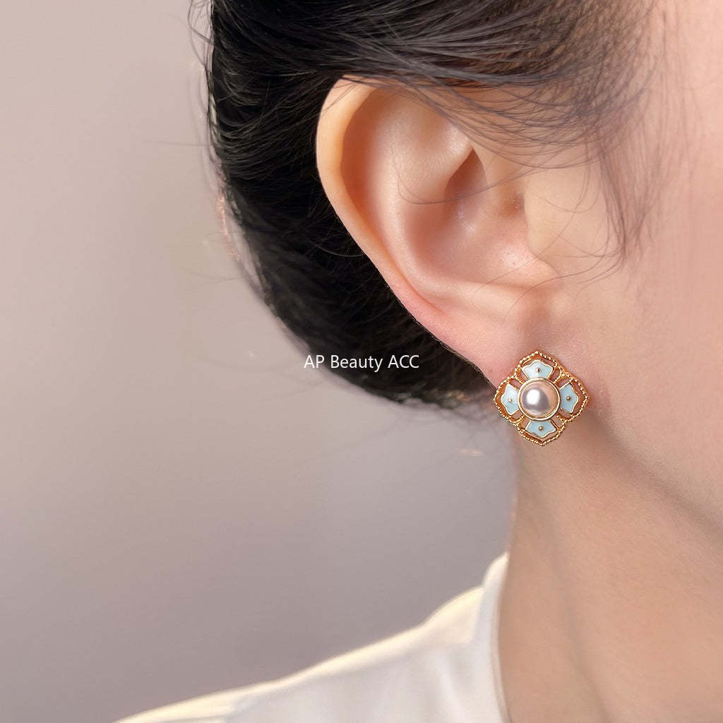 C관 - 문양 패턴 진주 925 은침 귀걸이 [7151] 25.12-1