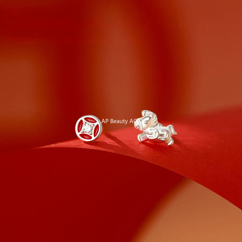 B관 - 999 실버 말 동전 디자인 귀걸이 목걸이 반지 [YC3989E_1 YC10302E_1 YC2294N_1] 25.11-2