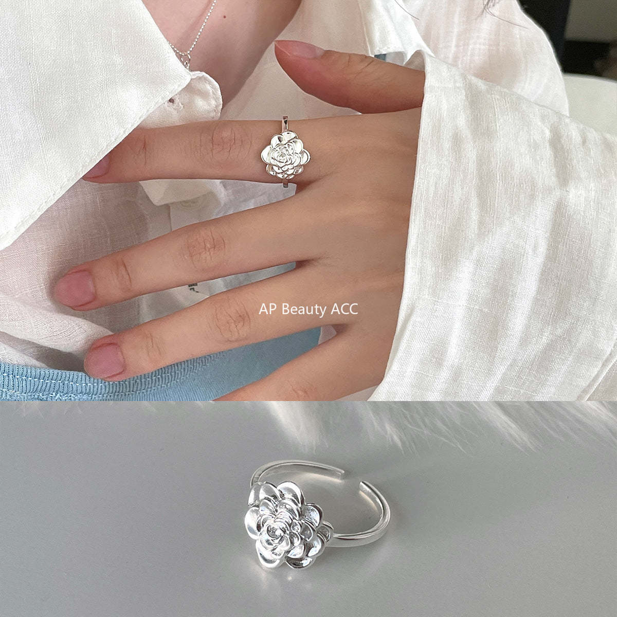 A관 - 925 실버 빅 플라워 모양 오픈형 반지 [JZ-0711] 25.09-4