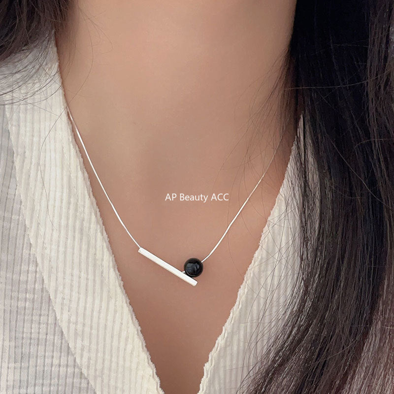 F관 - 925 실버 블랙 오닉스 스퀘어 목걸이 [B110] 25.10-1
