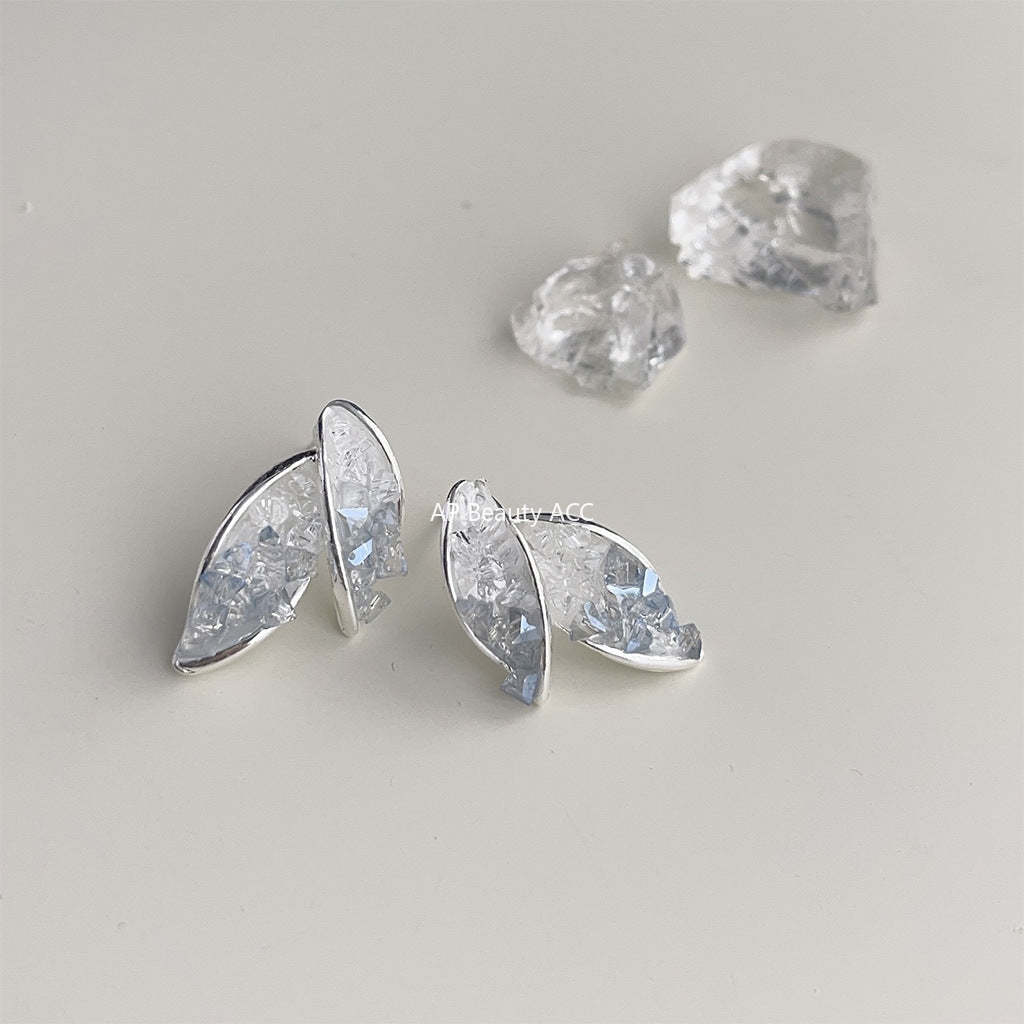 C관 - 여름 2024 신상 숲 속 스타일 유리 크리스탈 은침 귀걸이 [3978-3979] 24.05-1