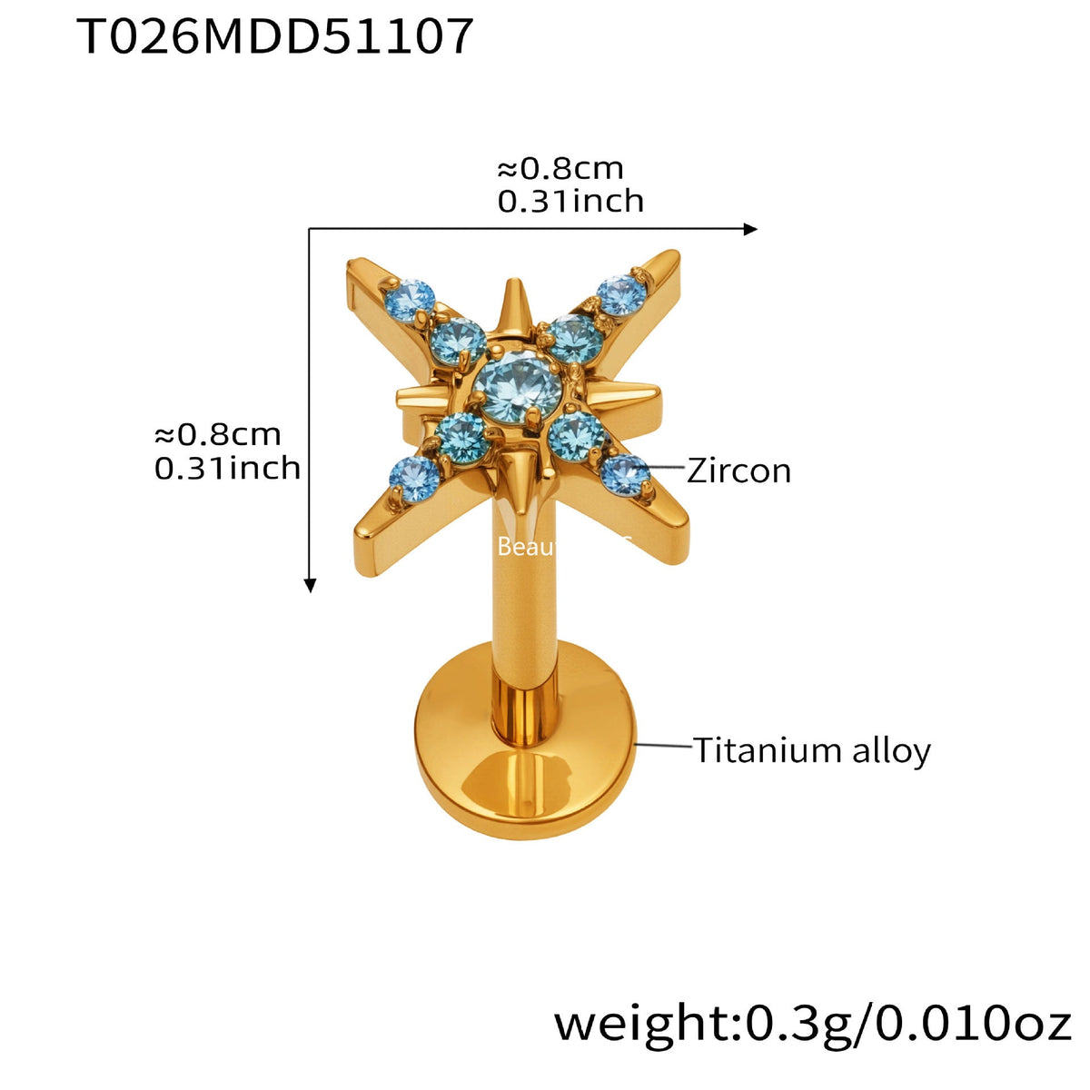D관 - 티타늄 합금 스틸 입술용 단품 피어싱 [T009] 25.11-2