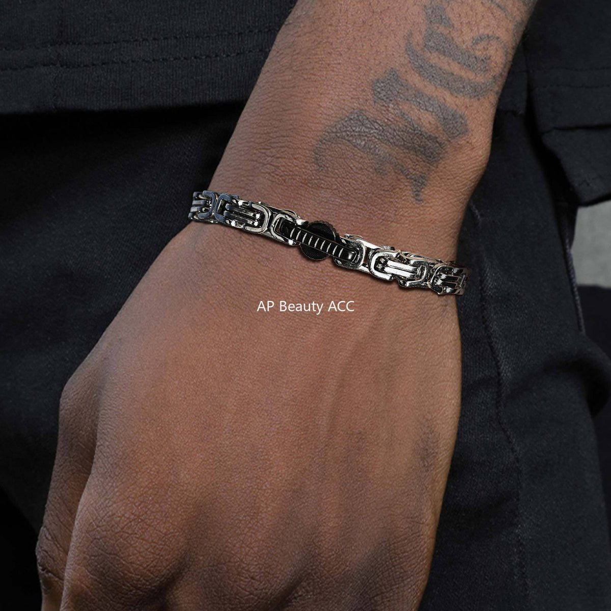 G관 - 스테인리스 일자형 블랙 연결 체인 팔찌 [BR-2701] 25.10-5
