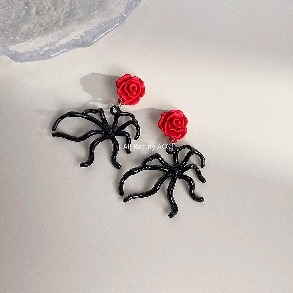 C관 - 예술적 감성 드롭 오일코팅 블랙 레드 기하학 핸드메이드 귀걸이 [3683] 24.03-5