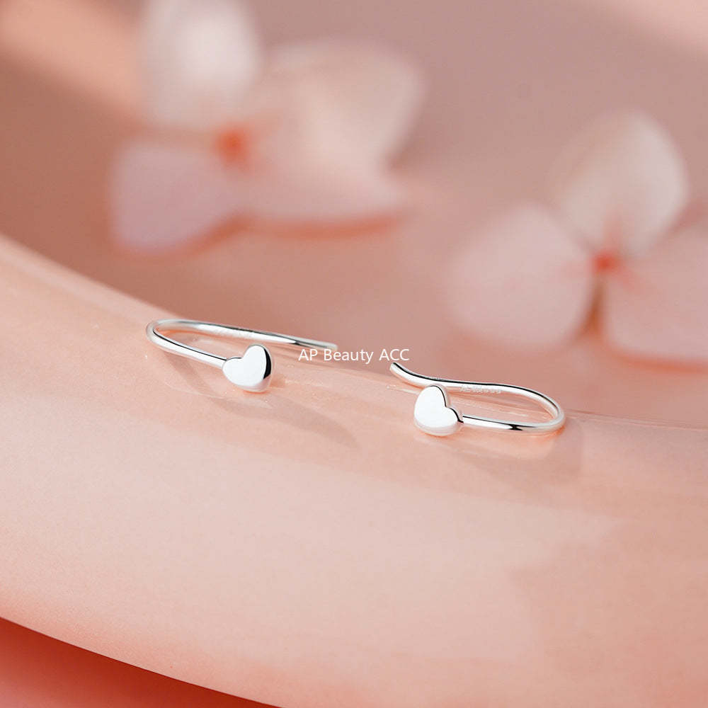 B관 - 999 실버 하트 디자인 후크형 귀걸이 [YC9212E_1] 25.11-4