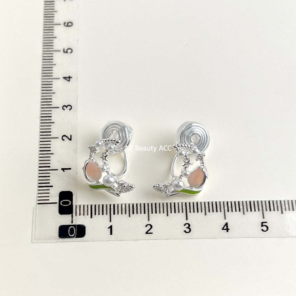 C관 - 큐빅 레진 진주 무피어싱 나선형 이어커프 귀걸이 [EJ0203F] 25.02-3