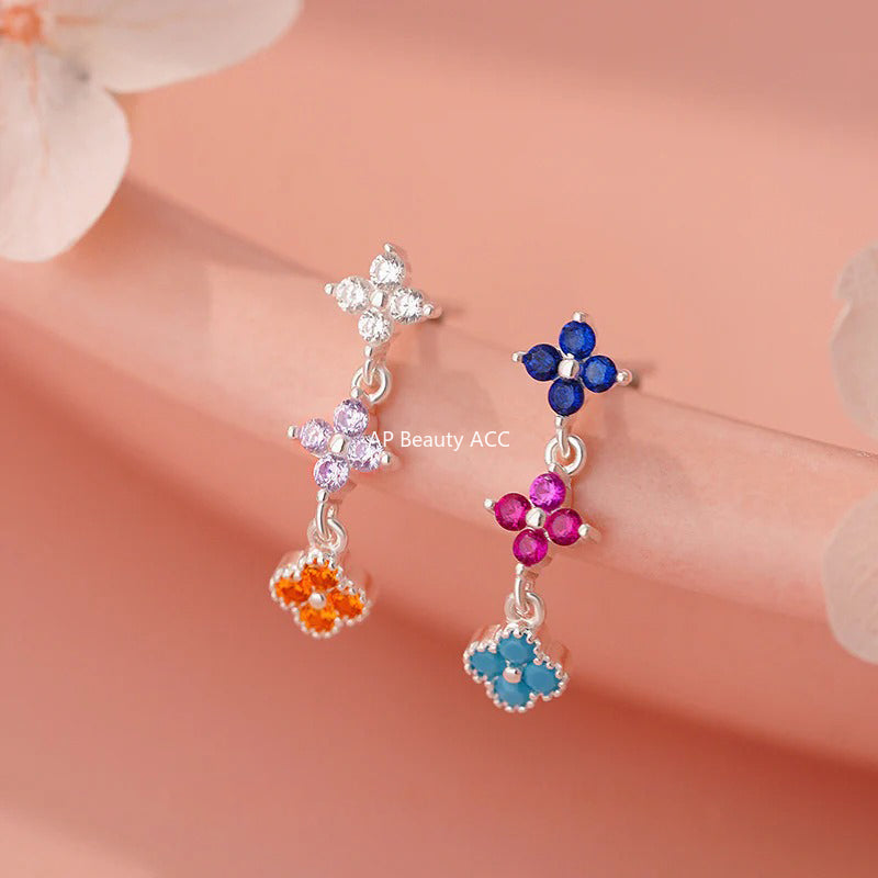 B관 - 925 실버 컬러 클로버 플라워 반지 귀걸이 [YC3164R_1 YC6343E_1] 25.11-2