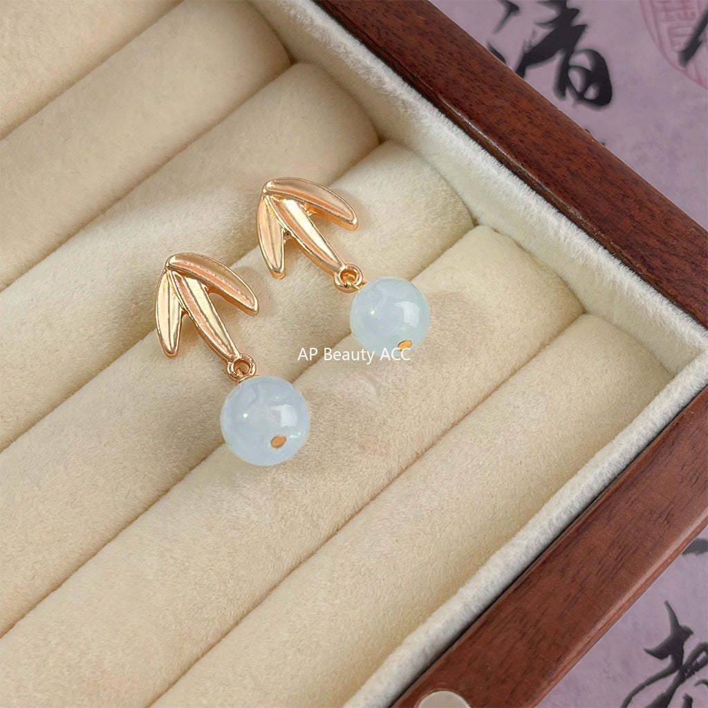 C관 - 잎 디자인 무광 핸드메이드 은침 귀걸이 [5593] 25.03-3