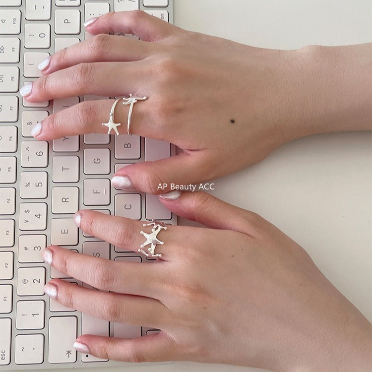 A관 - 925 실버 유니크 별 디자인 반지 [JZ-0716] 25.11-1