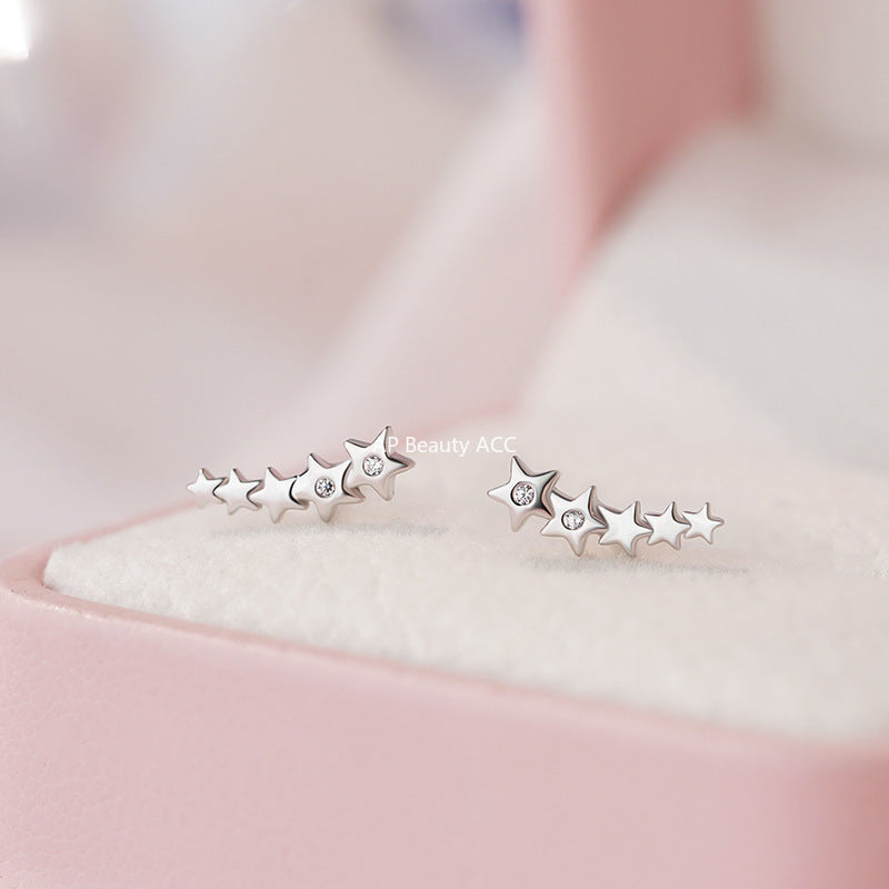 B관 - 999 실버 오각별 큐빅 스터드 귀걸이 [YC9456E_1] 25.10-2