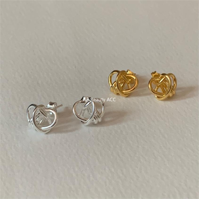 F관 - 925 실버 매듭 디자인 스터드 귀걸이 [C1246] 25.10-2