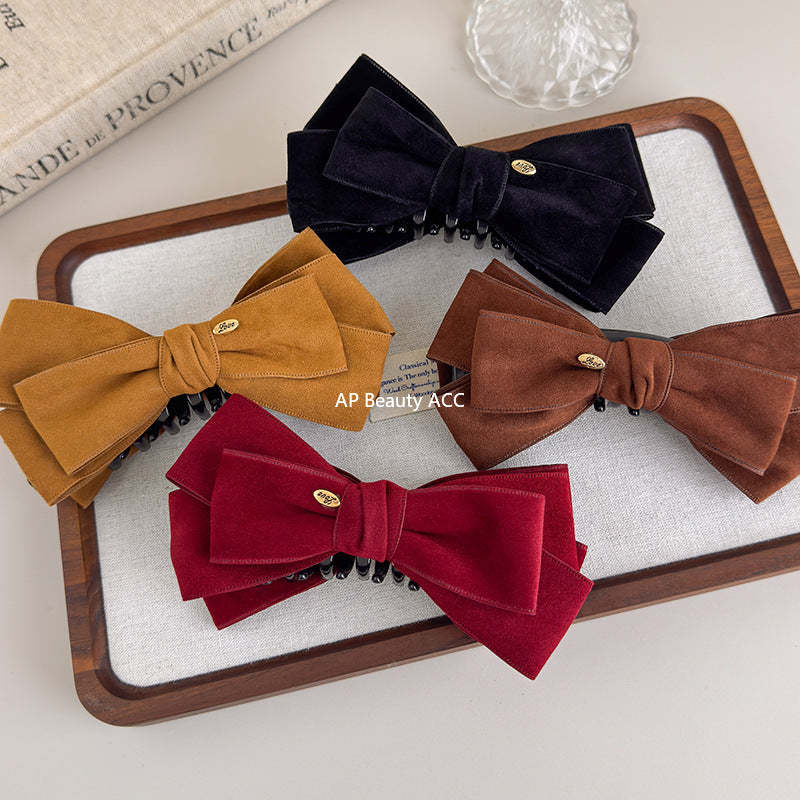 E관 - 스웨이드 리본 골드 포인트 집게핀 [27621] 25.11-1