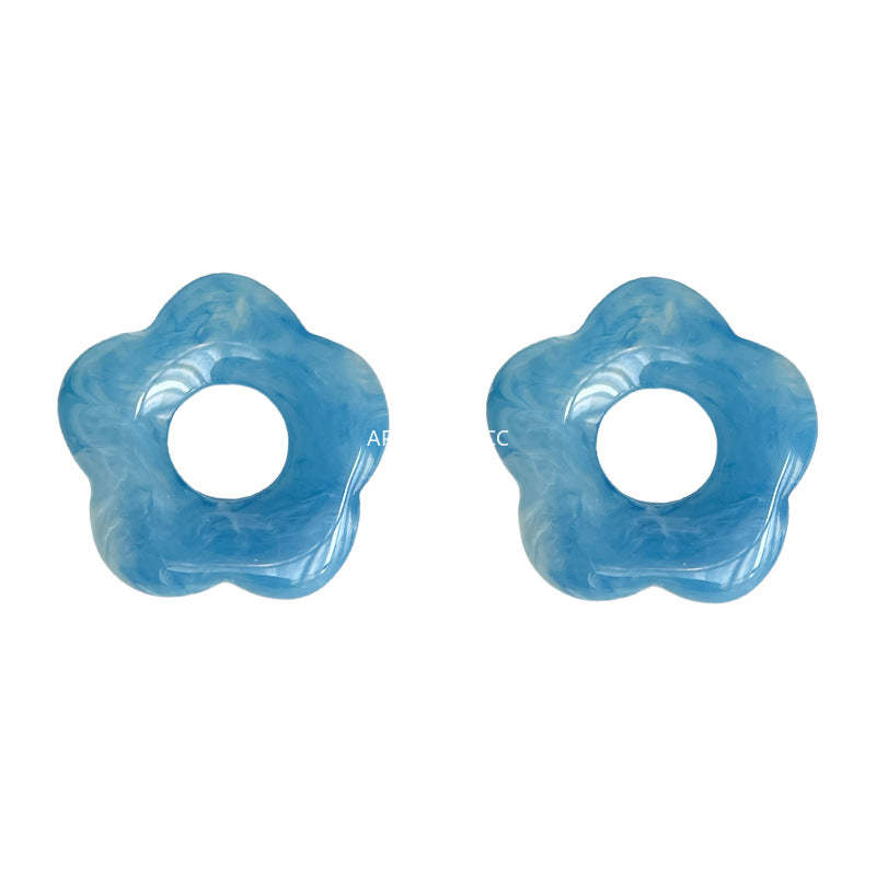 C관 - 블루 아크릴 플라워 925 은침 귀걸이 [5774] 25.03-4