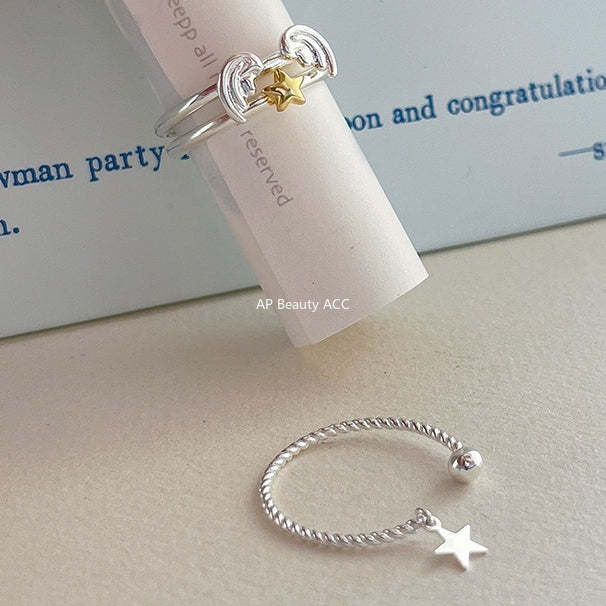 A관 - 925 실버 천사날개 별 디자인 오픈형 반지 [JZ-0717] 25.10-5