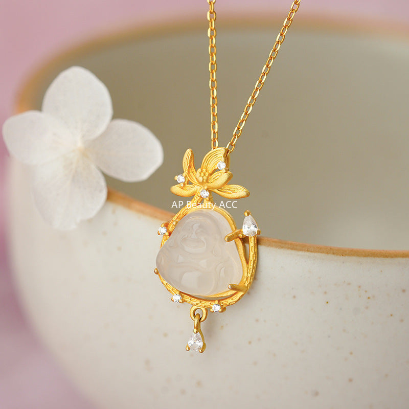 B관 - 925 실버 화이트 불교 큐빅 펜던트 목걸이 [YC0953N_1] 25.11-2