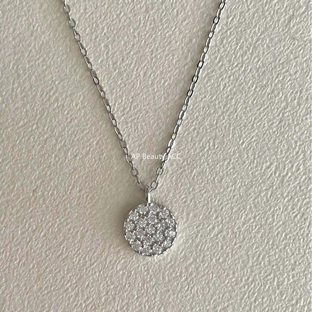 F관 - 925 실버 풀큐빅 원형 펜던트 목걸이 [B1388] 25.11-4