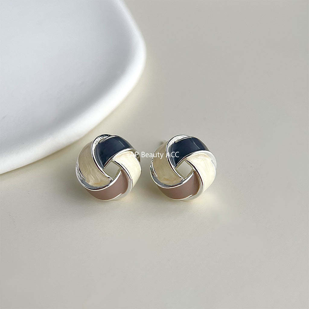 C관 - 입체 기하학 에나멜 심플 귀걸이 [4453] 24.07-3