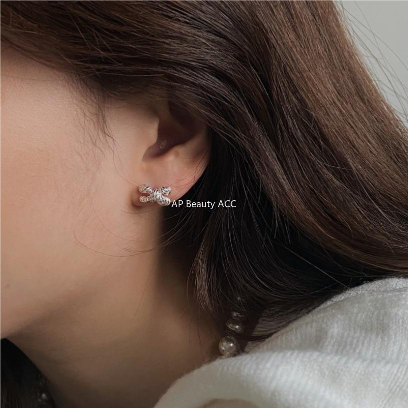 F관 - 925 실버 매듭 리본 모양 스터드 귀걸이 [C1089] 25.10-4