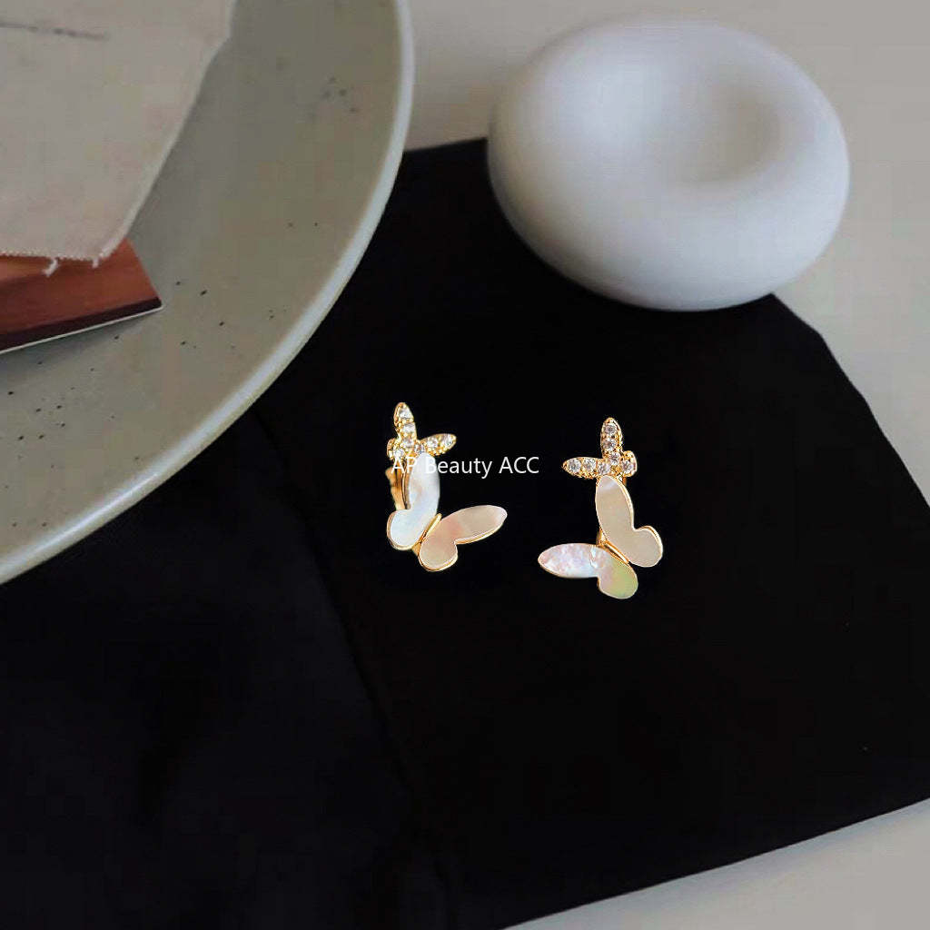 C관 - 미니 큐빅 진주 오일 코팅 14K 도금 귀걸이 [4056] 24.05-4