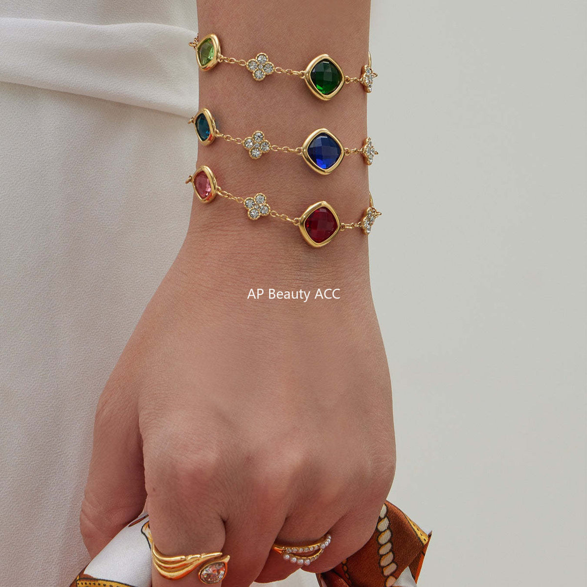 D관 - 스테인리스 스틸 둥근 사각 컷팅 큐빅 목걸이 귀걸이 팔찌 [TXP509] 25.12-1