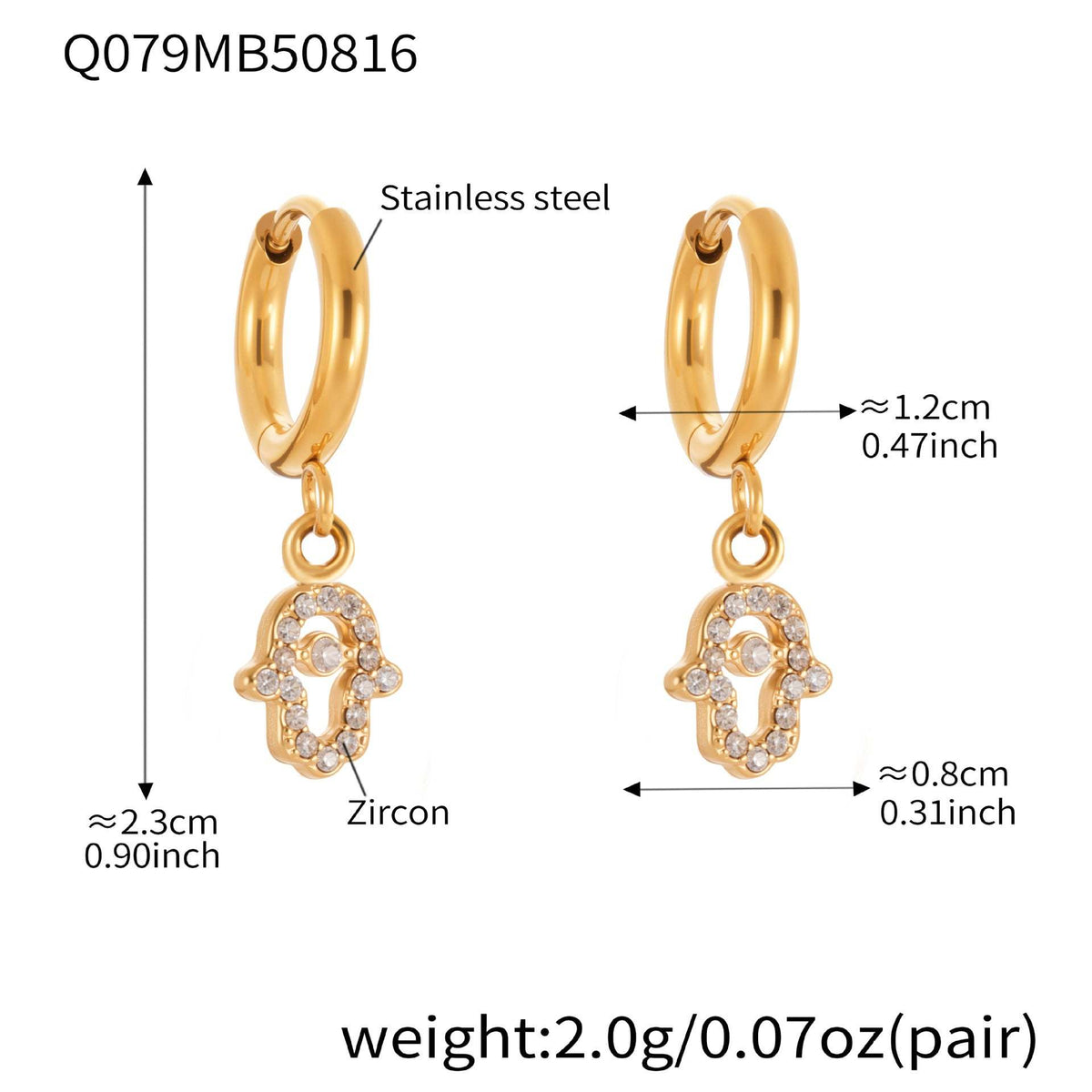 D관 - 스테인리스 스틸 18K 도금 눈 아이 디자인 큐빅 귀걸이 [Q078-Q093] 25.08-4