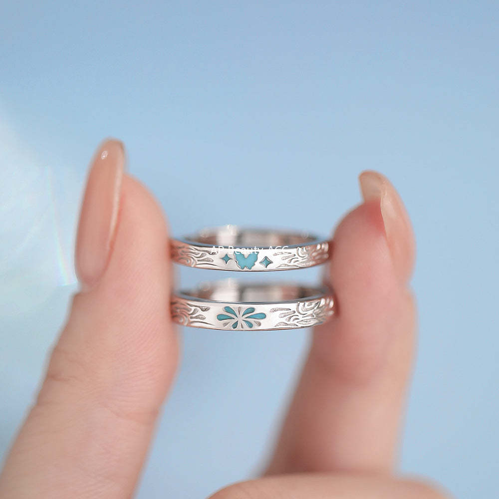 B관 - 999 실버 나비 야광 커플 반지 [YC4685R_1] 25.12-3