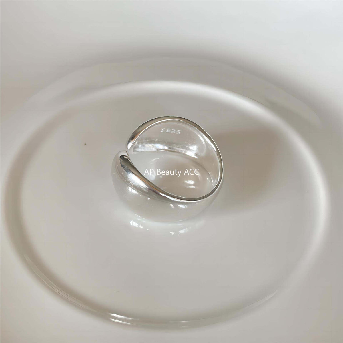 F관 - 925 실버 물방울 모양 대칭 오픈형 반지 [J1902] 25.12-2