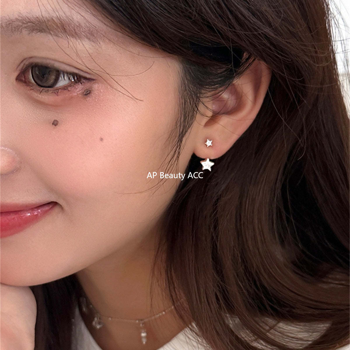 A관 - 925 은침 큐빅 별 디자인 후크형 귀걸이 [EH-4172] 25.10-4