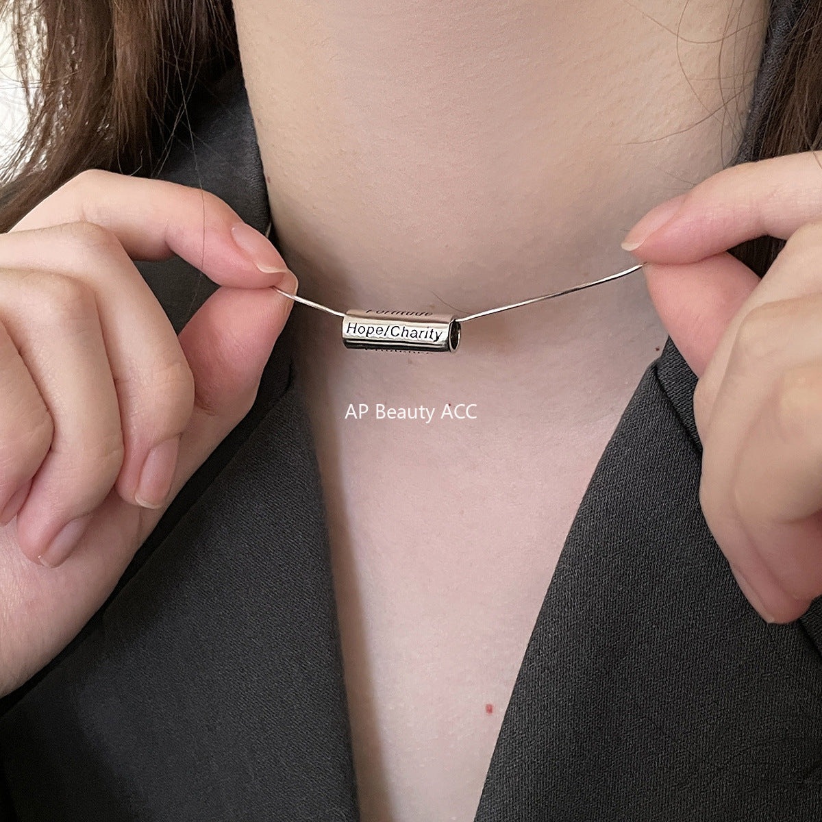 A관 - 925 실버 이니셜 원통 펜던트 목걸이 [XL-1213] 25.10-1