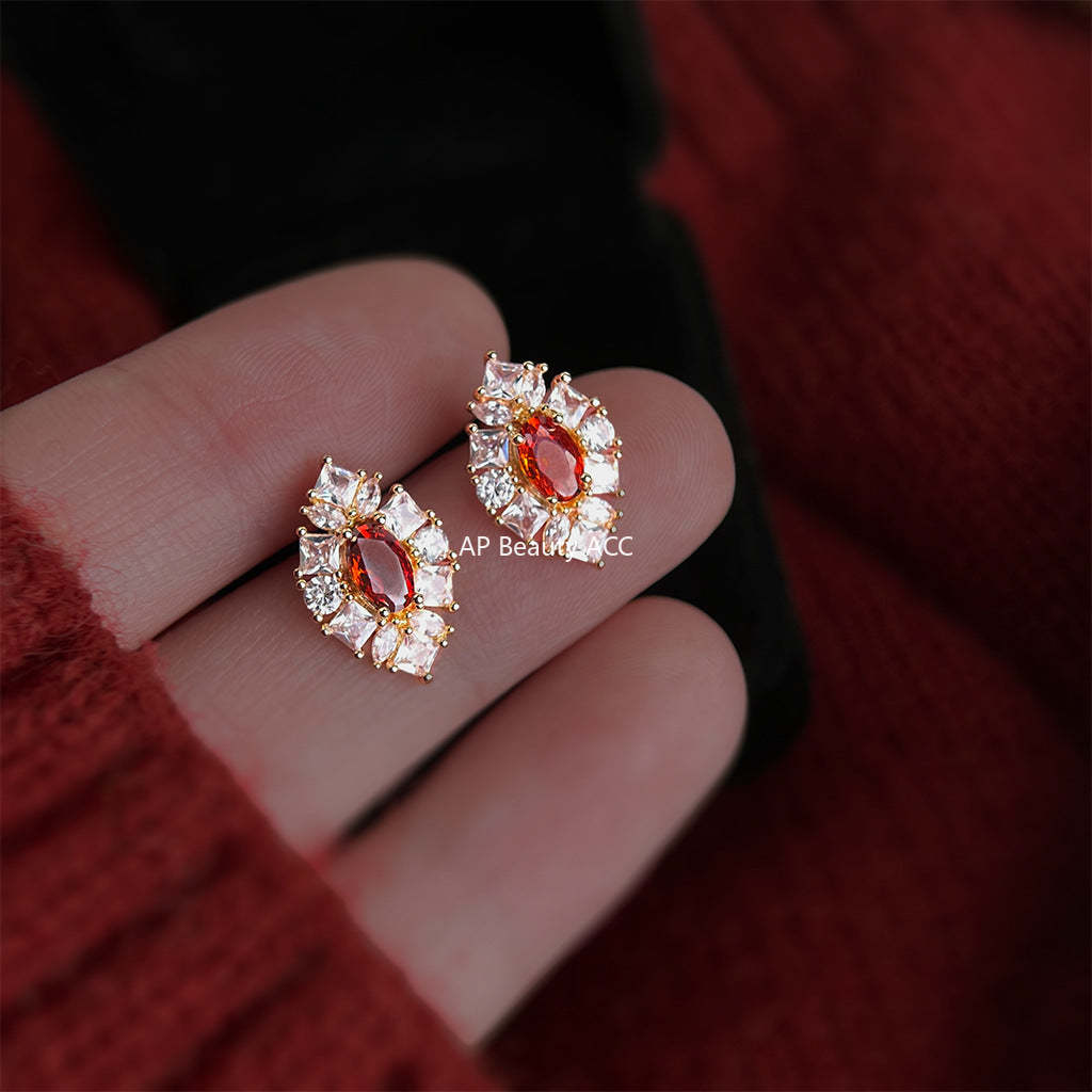 C관 - 14K 도금 레트로 큐빅 925 은침 귀걸이 [7189] 25.12-2