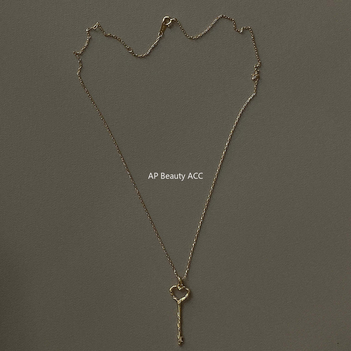 F관 - 925 실버 언밸런스 하트 키 펜던트 체인 목걸이 [B698] 25.07-1