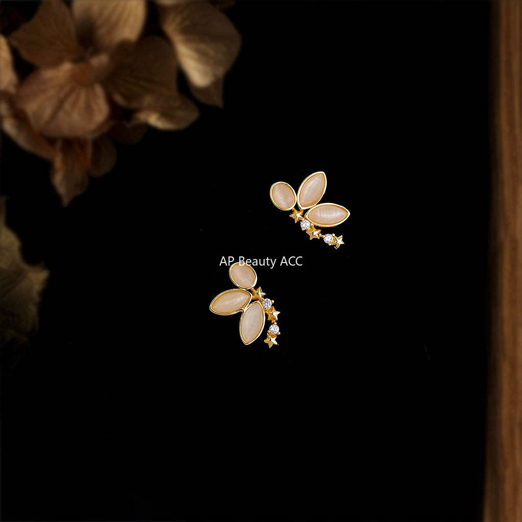 C관 - 925 은침 묘안석 큐빅 나비 디자인 귀걸이 [6959] 25.10-4