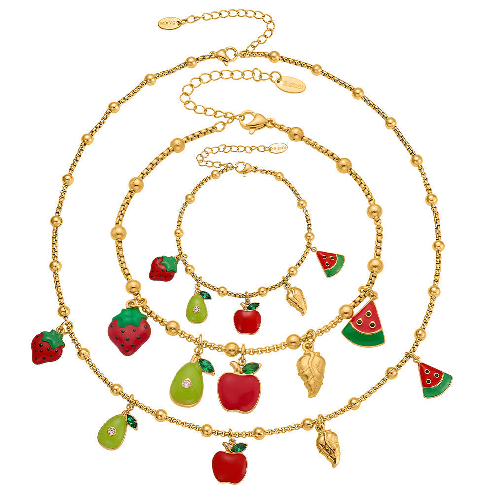 D관 - 스테인리스 스틸 과일 큐빅 펜던트 목걸이 팔찌 발찌 [TXP416] 25.10-1