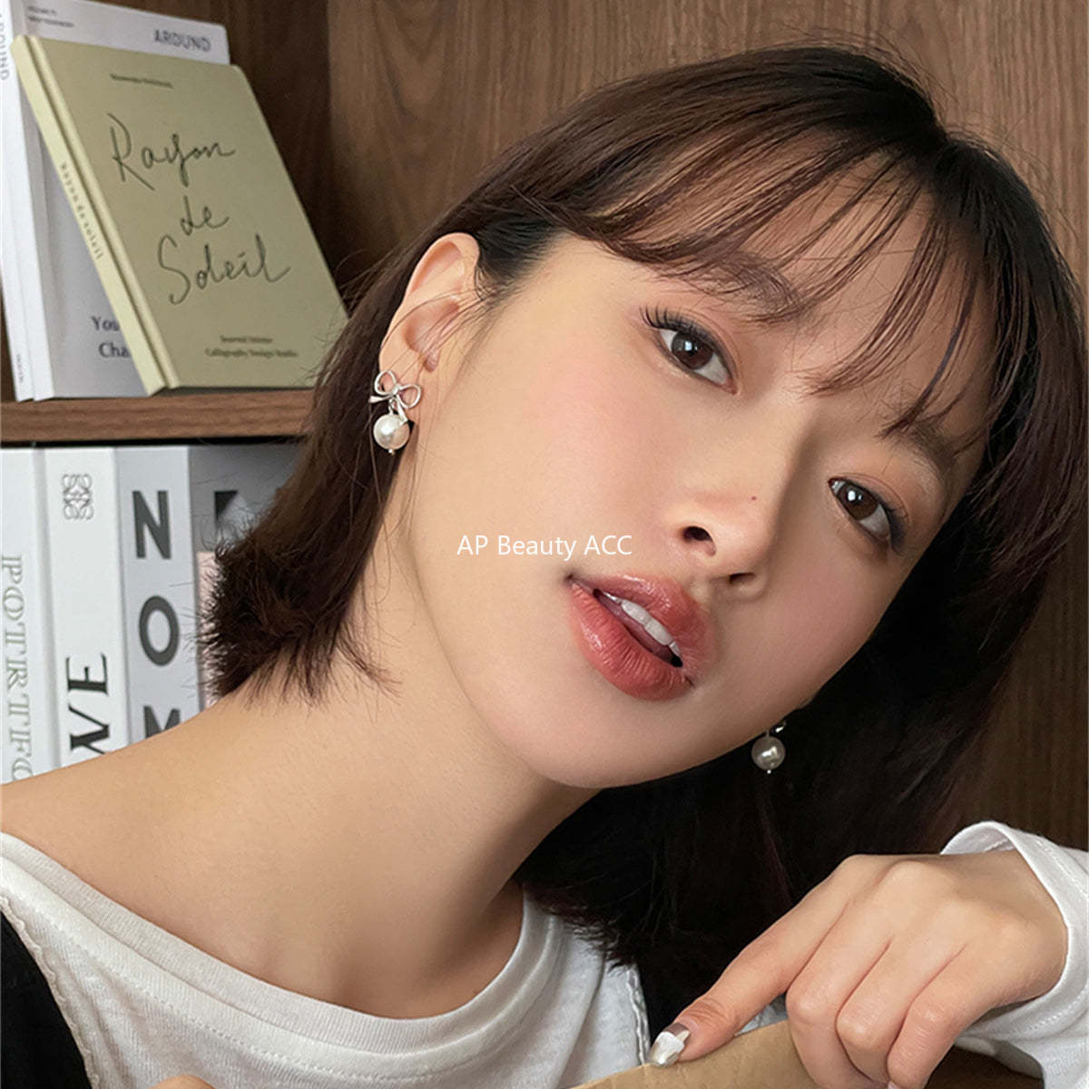 A관 - 925 은침 리본 진주 펜던트 귀걸이 [EH-2915] 24.05-4