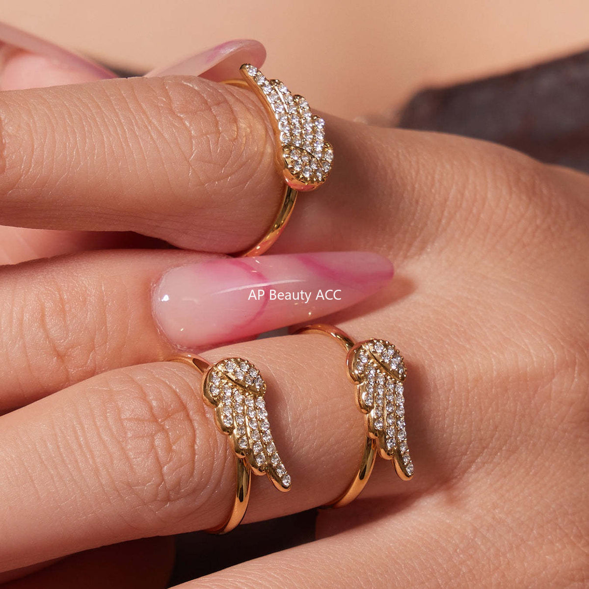 D관 - 스테인리스 스틸 날개 큐빅 18K 도금 팔찌 목걸이 귀걸이 반지 [TXP486] 25.11-4