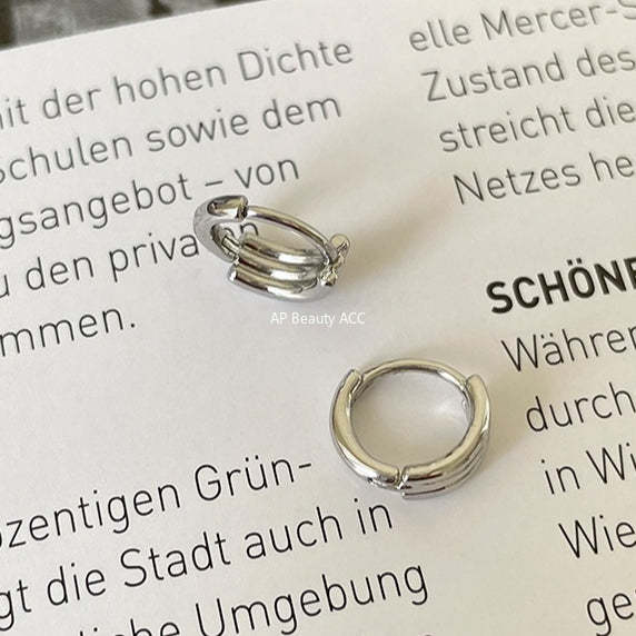 A관 - 925 은침 겹처진 코일 모양 링 귀걸이 [EH-3132.SJ] 25.12-2