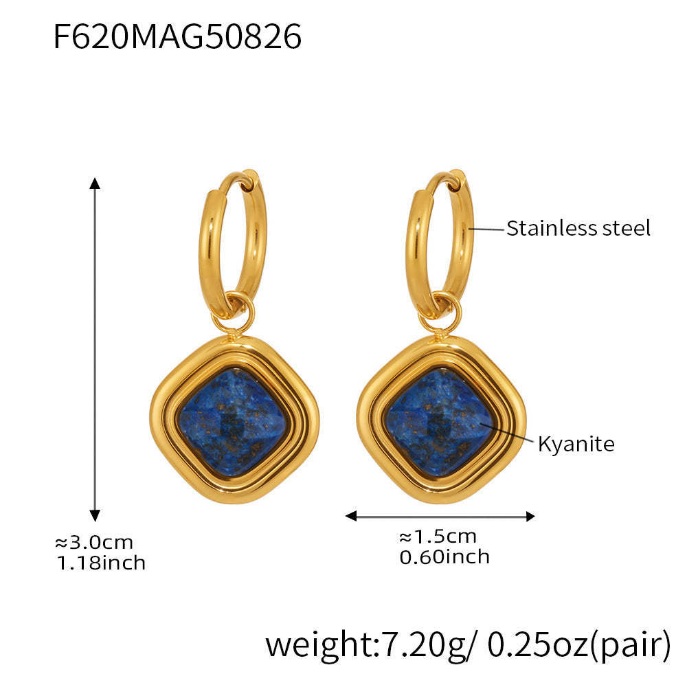 D관 - 스테인리스 풀큐빅 하트 스퀘어 18K 도금 링 귀걸이 [F620-F621] 25.09-1