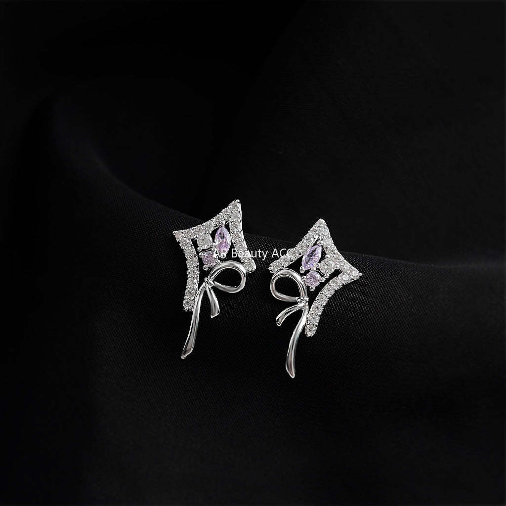 C관 - 별 리본 큐빅 925 은침 이어커프 귀걸이 [6218-6219] 25.06-2