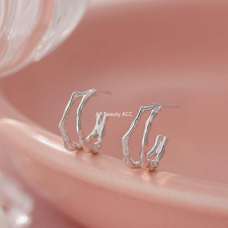 B관 - 999 실버 더블 레이어 원형 링 귀걸이 [YC2154E_1] 25.09-4