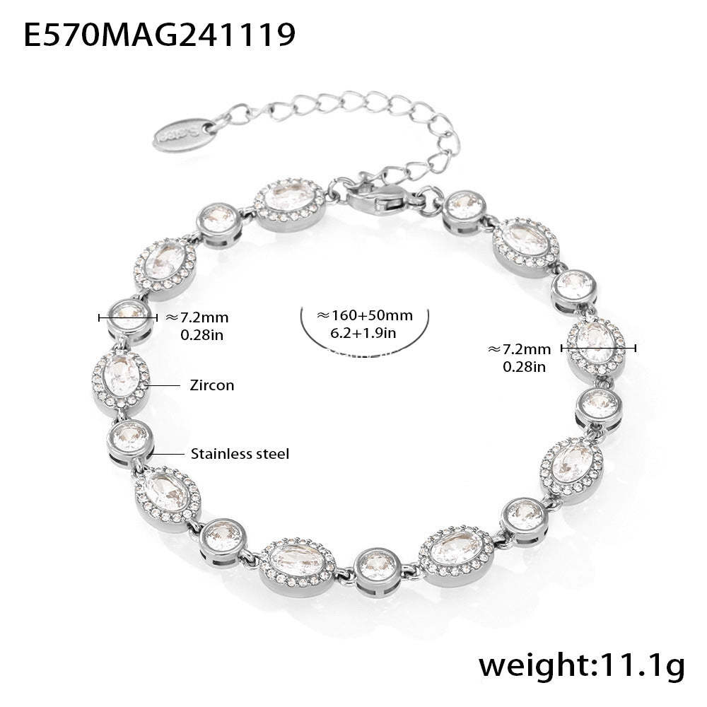 D관 - 스타 큐빅 세팅 핸드메이드 체인 고급 스테인리스 스틸 PVD 18K 도금 팔찌 [E570-571] 24.11-4