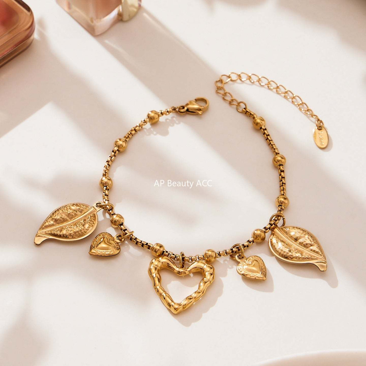 D관 - 스테인리스 스틸 조개 나뭇잎 하트 디자인 펜던트 팔찌 [E685] 25.10-4