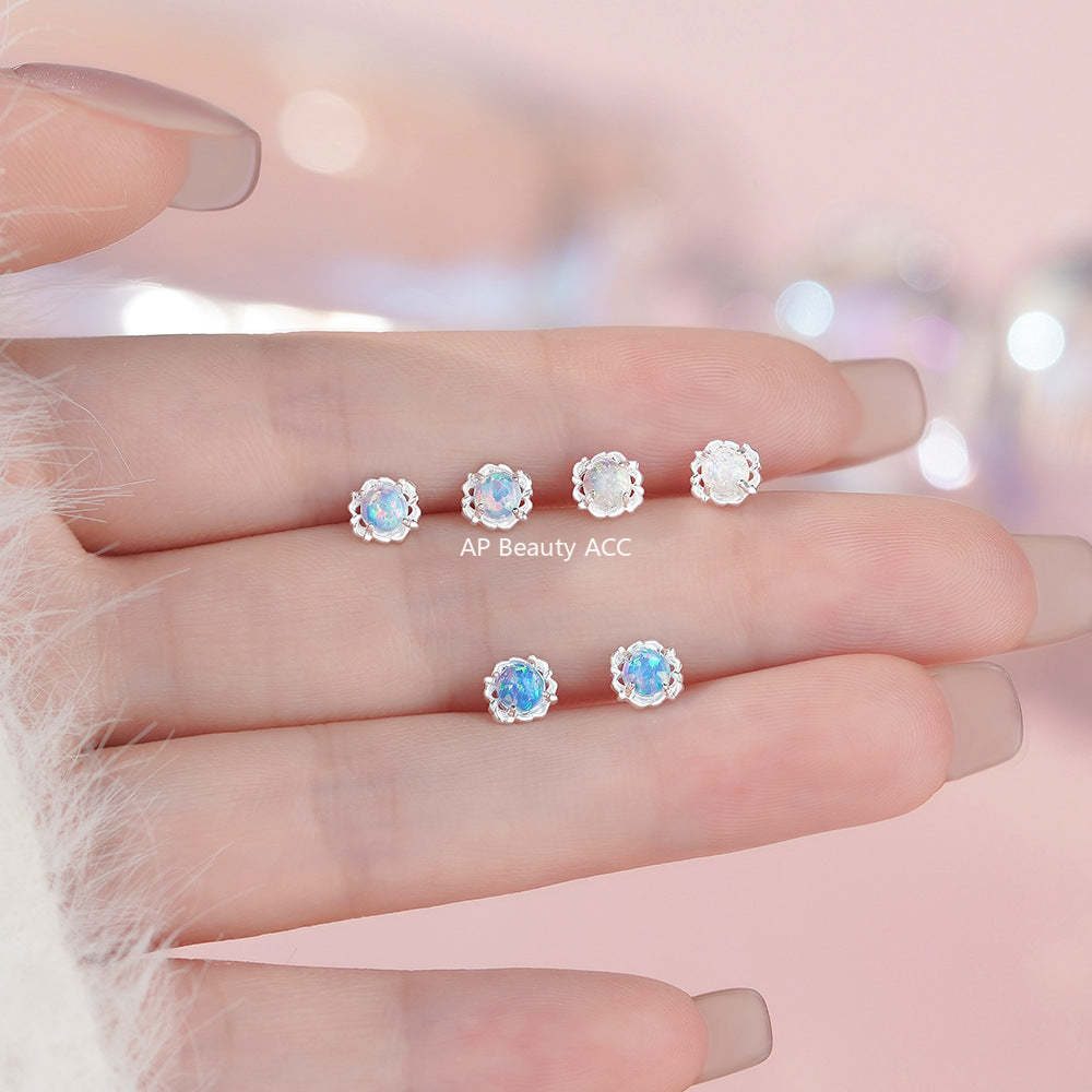 B관 - 999 실버 레이스 오팔 큐빅 귀걸이 [YC2656E_1] 25.11-4