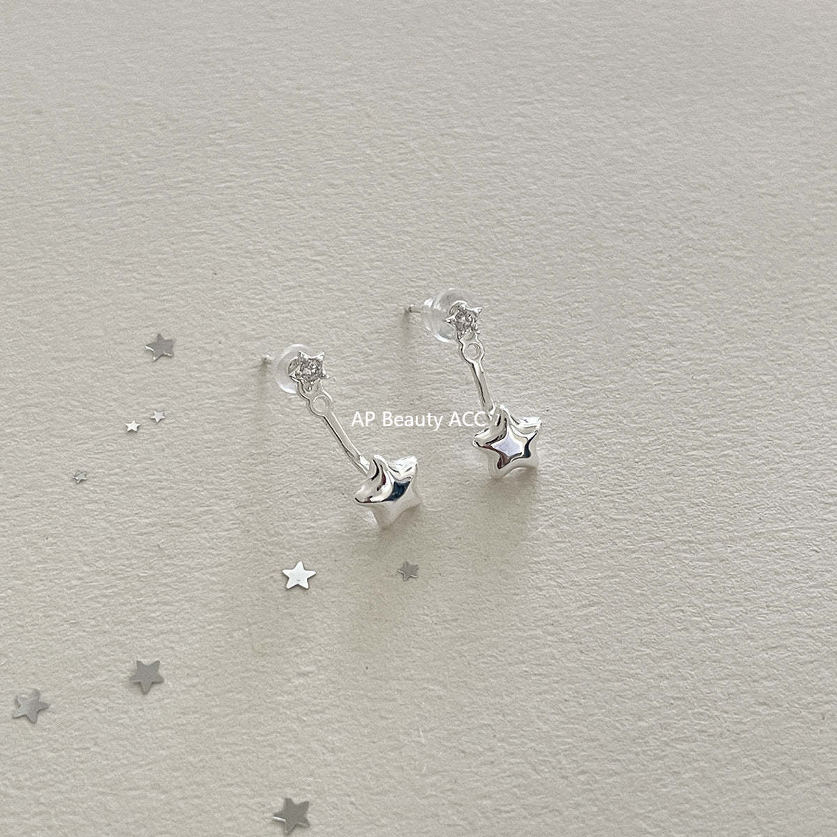 A관 - 925 은침 큐빅 별 디자인 후크형 귀걸이 [EH-4172] 25.10-4