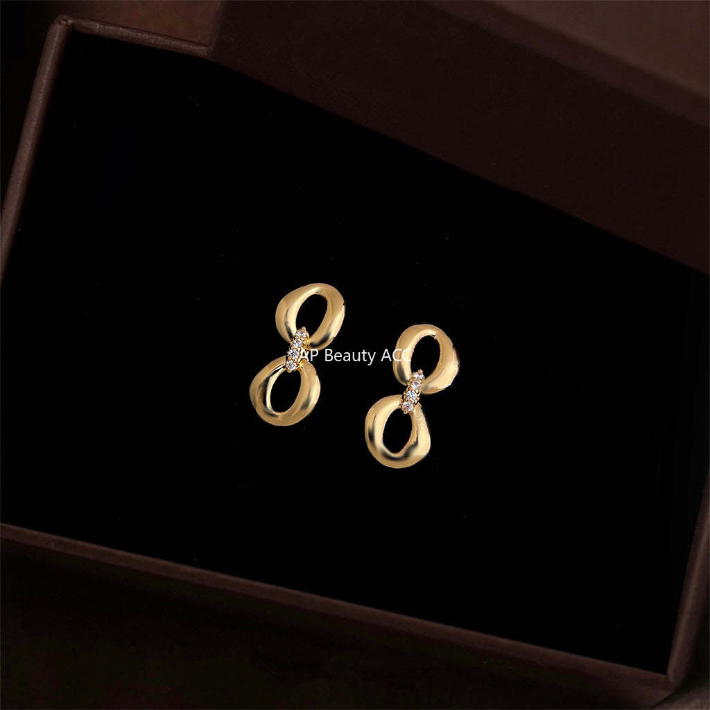 C관 - 925 은침 14K 도금 큐빅 8자 드롭 귀걸이 [6967] 25.10-4